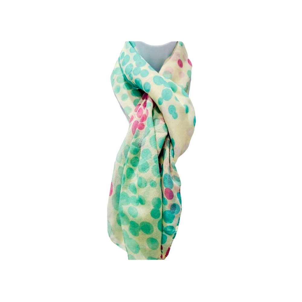 NEW! Green & Pink Polka Dot Oversized Scarf